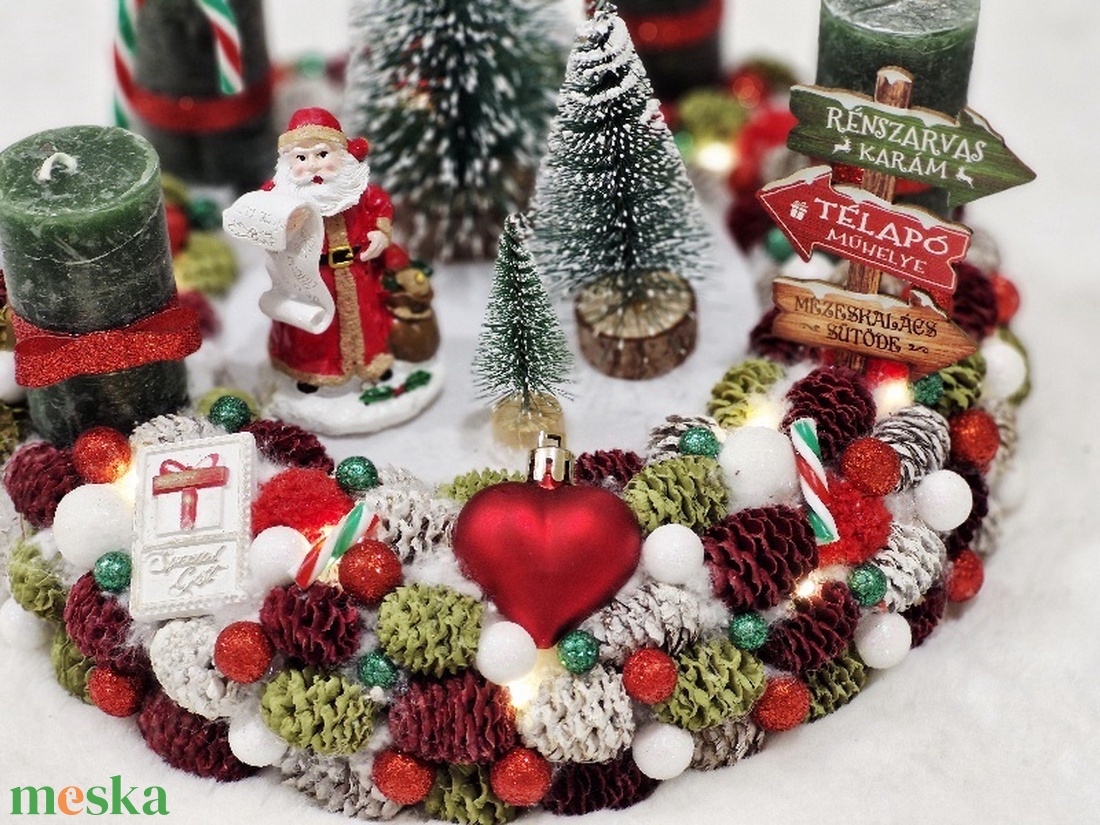 Klasszikus Mikulásos adventi asztaldísz - karácsony - adventi díszek - adventi koszorú - Meska.hu