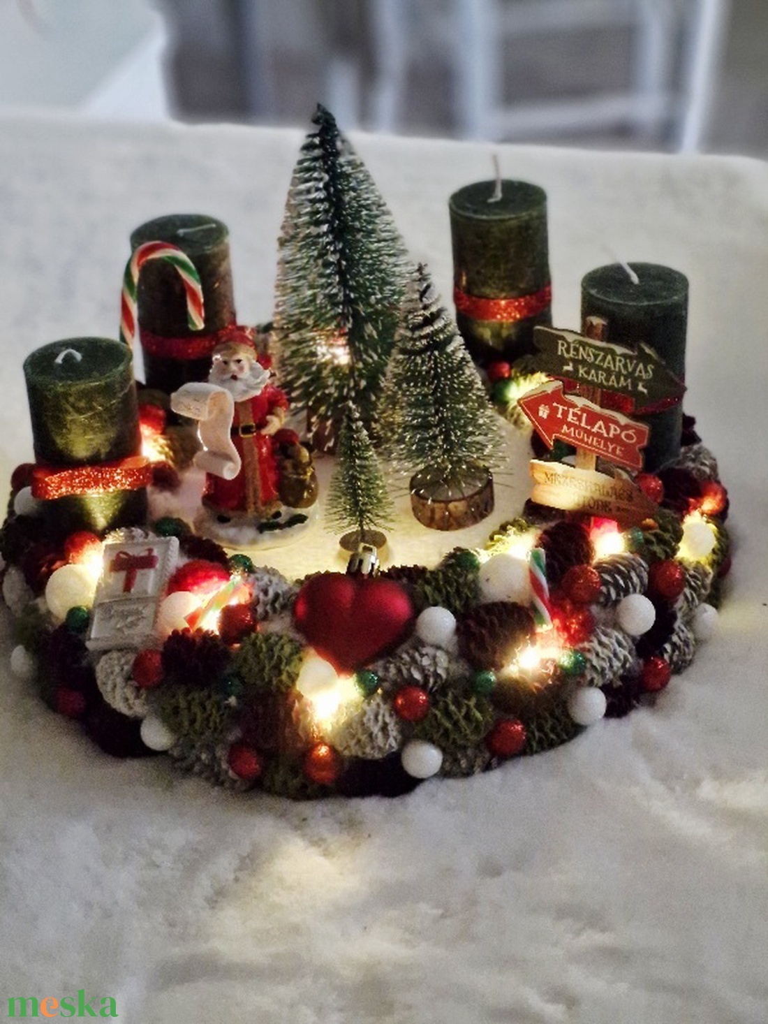 Klasszikus Mikulásos adventi asztaldísz - karácsony - adventi díszek - adventi koszorú - Meska.hu