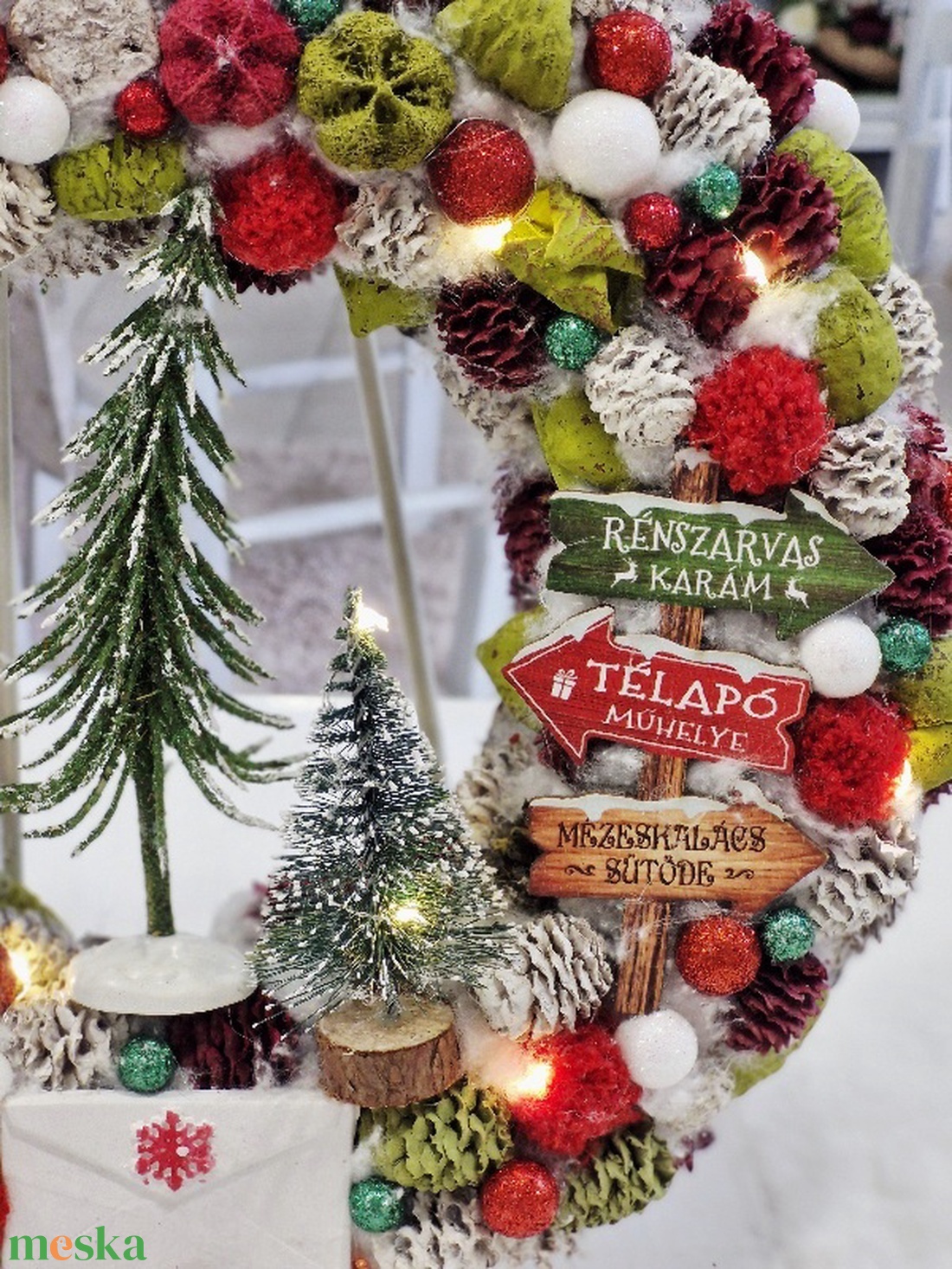 Mikulás és cukorkabotja karácsonyi ajtódísz - karácsony - karácsonyi lakásdekoráció - karácsonyi ajtódíszek - Meska.hu