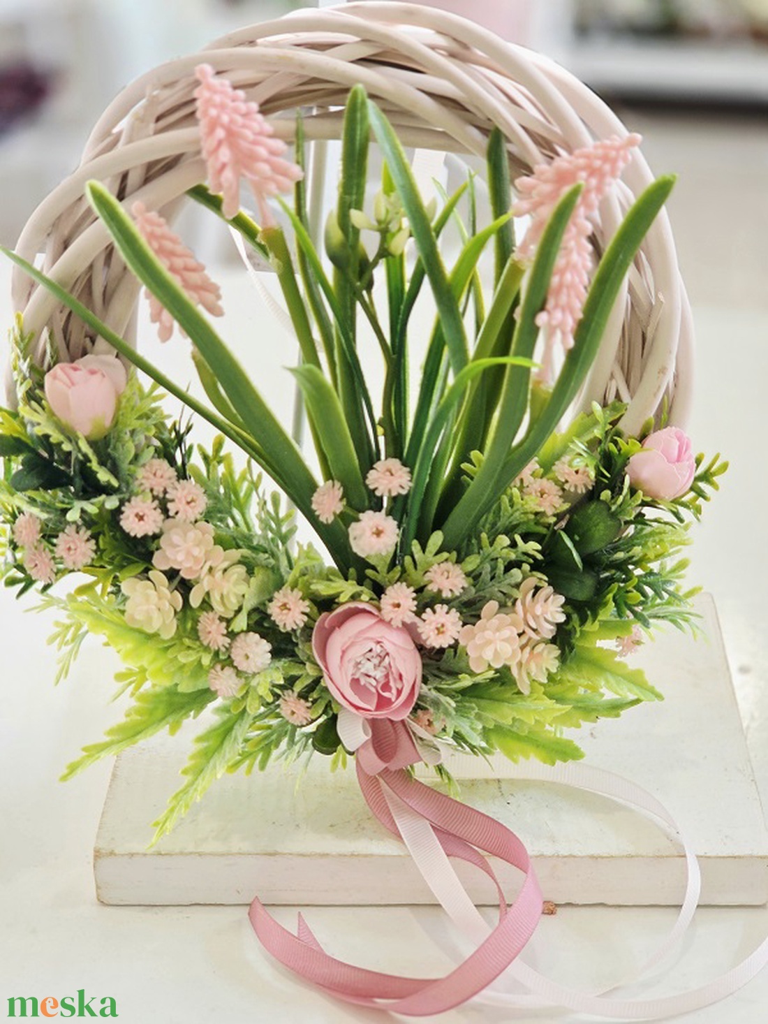 Gyöngyikés vessző tavaszi ajtódísz  - otthon & életmód - dekoráció - ajtó- és ablak dekoráció - ajtódísz & kopogtató - Meska.hu