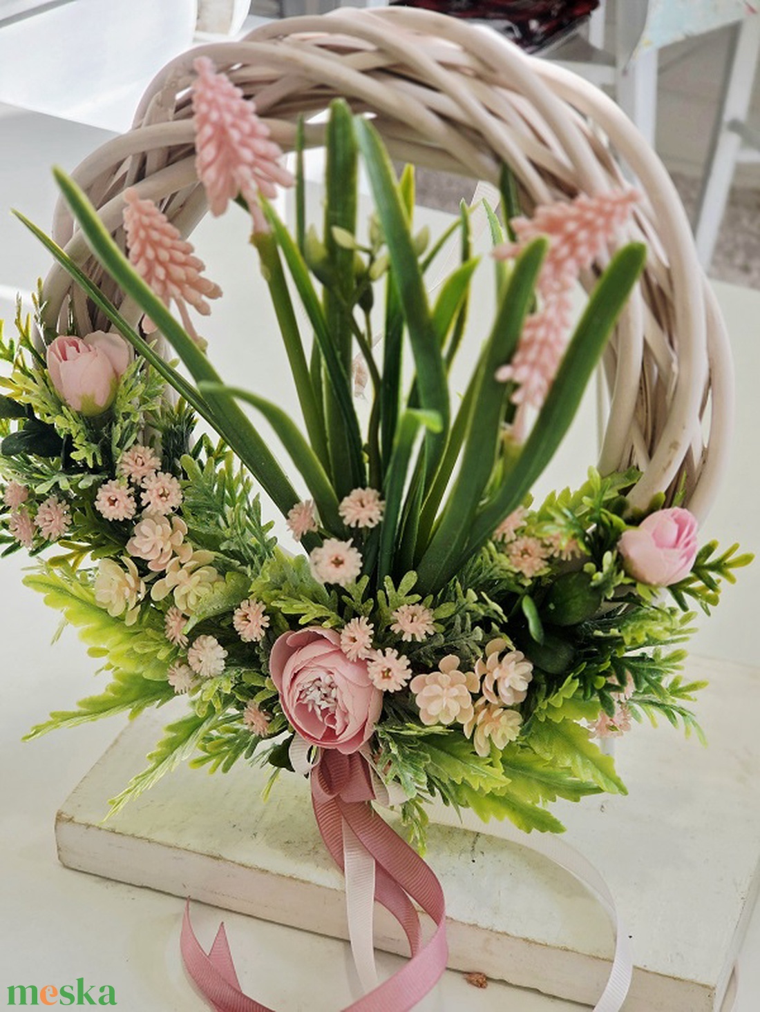 Gyöngyikés vessző tavaszi ajtódísz  - otthon & életmód - dekoráció - ajtó- és ablak dekoráció - ajtódísz & kopogtató - Meska.hu