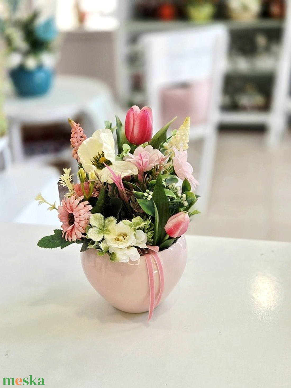  Rózsaszín kaspós csupavirág tulipános tavaszi asztaldíszRózsaszín kaspós csupavirág tulipános tavaszi asztaldíszRózsasz - otthon & életmód - dekoráció - asztal és polc dekoráció - asztaldísz - Meska.hu