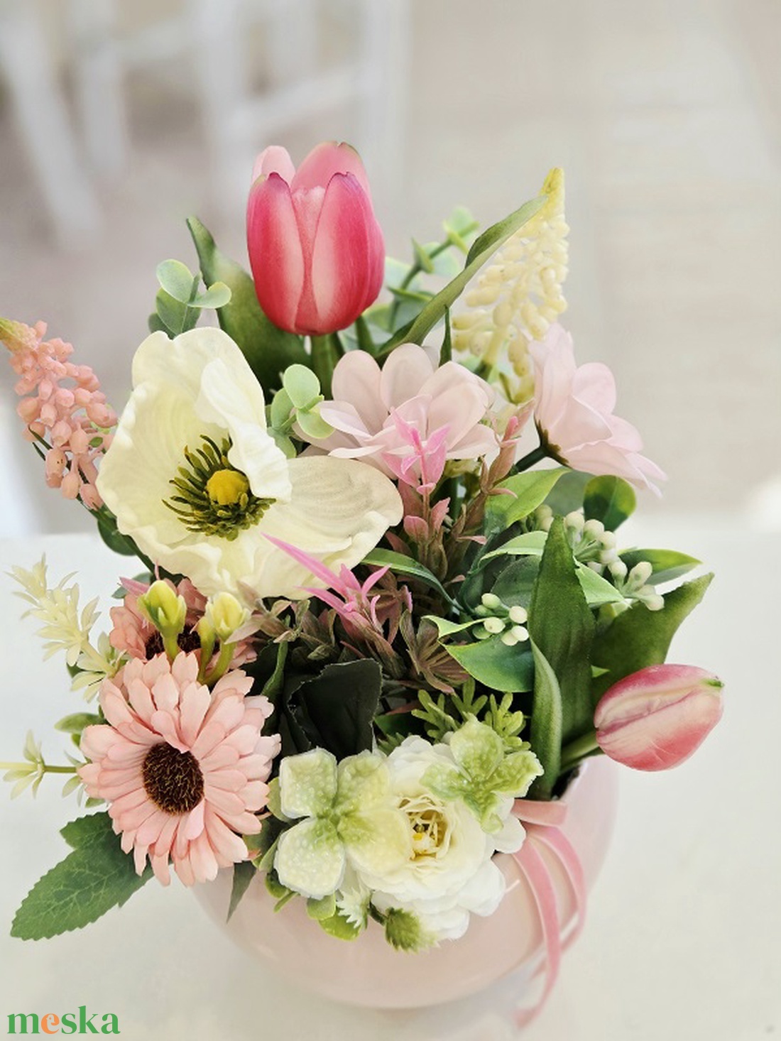  Rózsaszín kaspós csupavirág tulipános tavaszi asztaldíszRózsaszín kaspós csupavirág tulipános tavaszi asztaldíszRózsasz - otthon & életmód - dekoráció - asztal és polc dekoráció - asztaldísz - Meska.hu