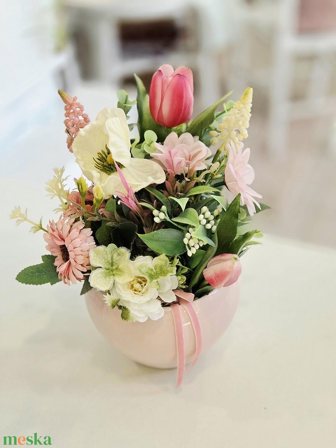  Rózsaszín kaspós csupavirág tulipános tavaszi asztaldíszRózsaszín kaspós csupavirág tulipános tavaszi asztaldíszRózsasz - otthon & életmód - dekoráció - asztal és polc dekoráció - asztaldísz - Meska.hu