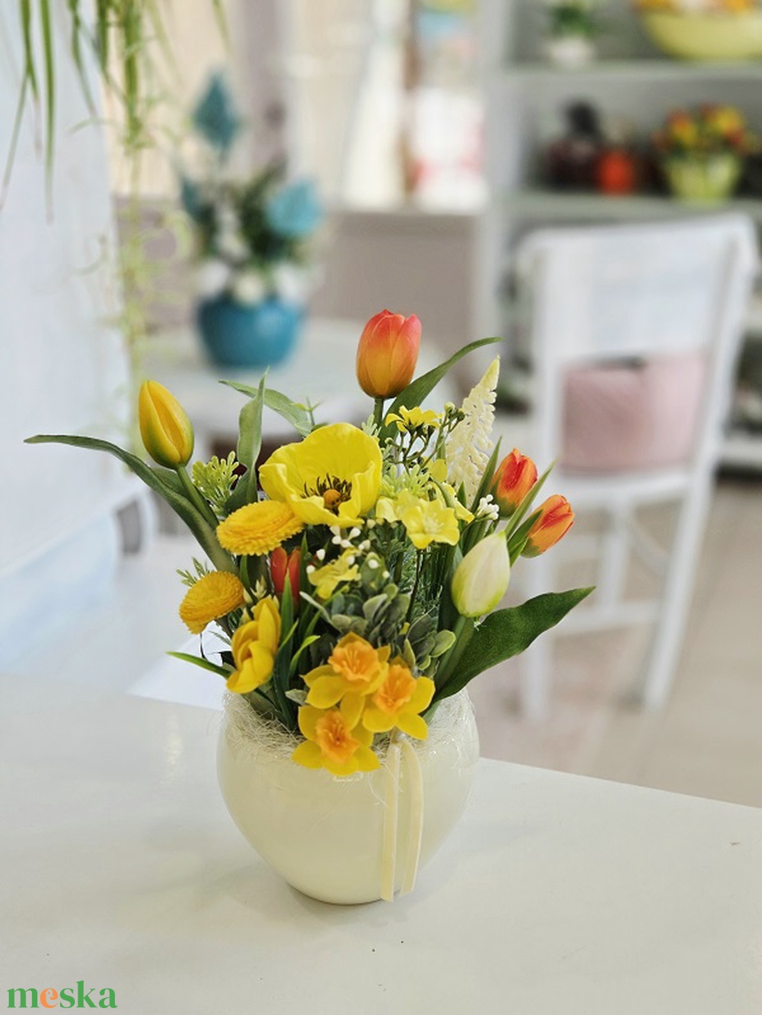 Vanília kaspós tavaszi frissesség tulipános tavaszi asztaldísz - otthon & életmód - dekoráció - asztal és polc dekoráció - asztaldísz - Meska.hu