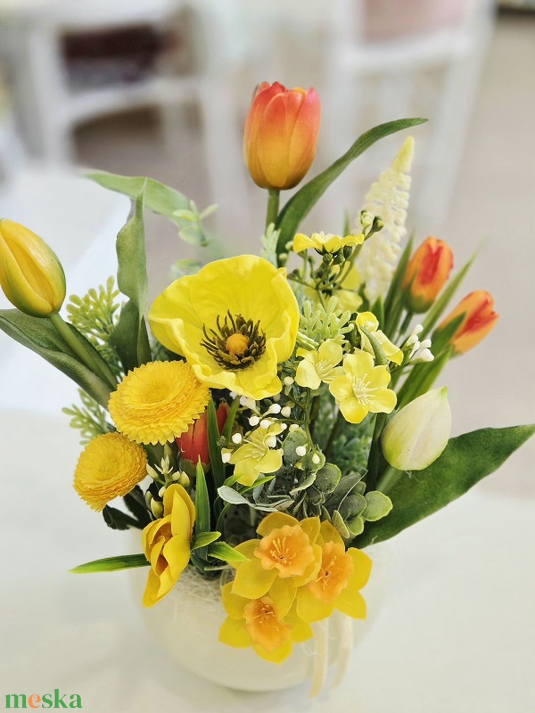 Vanília kaspós tavaszi frissesség tulipános tavaszi asztaldísz - otthon & életmód - dekoráció - asztal és polc dekoráció - asztaldísz - Meska.hu
