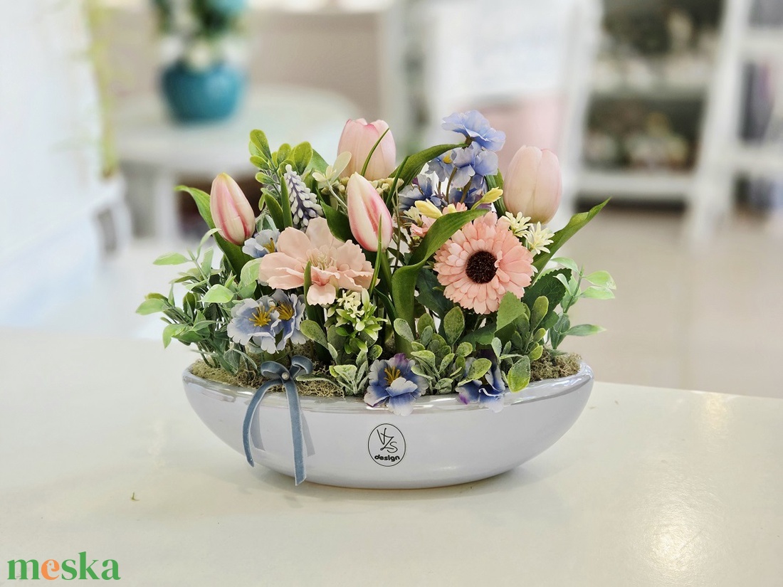 Vzs desing kék csónakos tavaszi asztaldísz - otthon & életmód - dekoráció - asztal és polc dekoráció - asztaldísz - Meska.hu