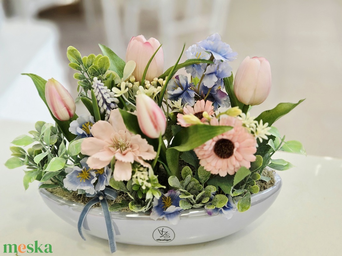 Vzs desing kék csónakos tavaszi asztaldísz - otthon & életmód - dekoráció - asztal és polc dekoráció - asztaldísz - Meska.hu