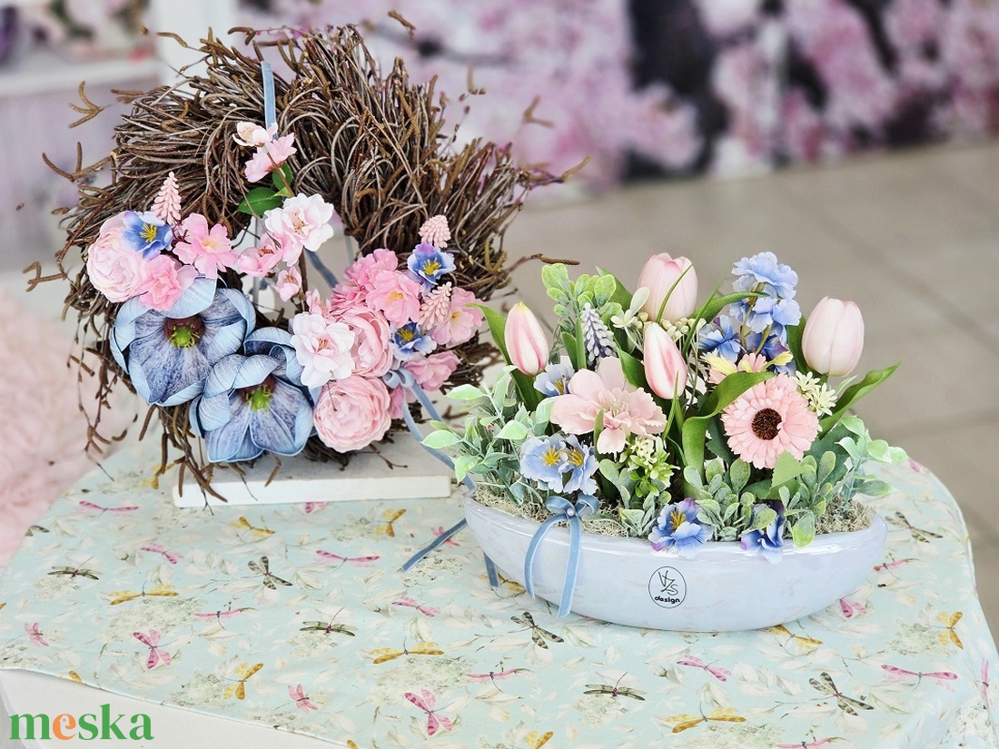 Vzs desing kék csónakos tavaszi asztaldísz - otthon & életmód - dekoráció - asztal és polc dekoráció - asztaldísz - Meska.hu