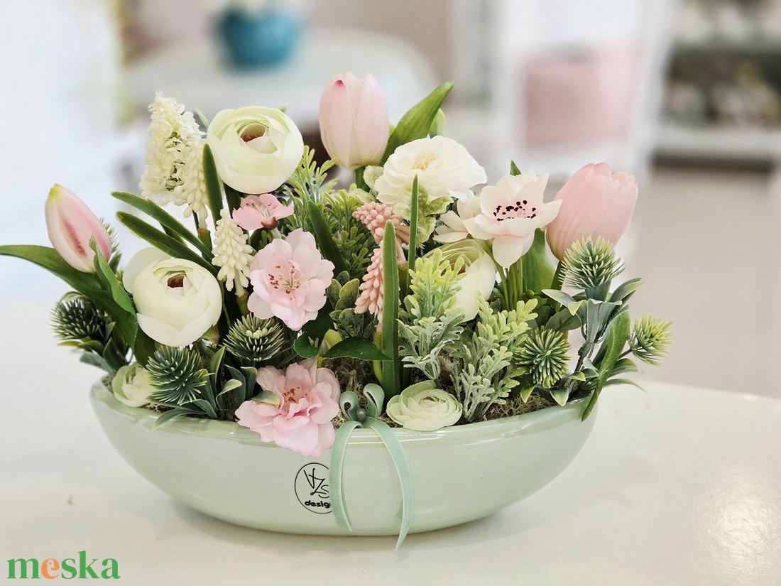 Vzs desing menta csónakos tavaszi asztaldísz  - otthon & életmód - dekoráció - asztal és polc dekoráció - asztaldísz - Meska.hu