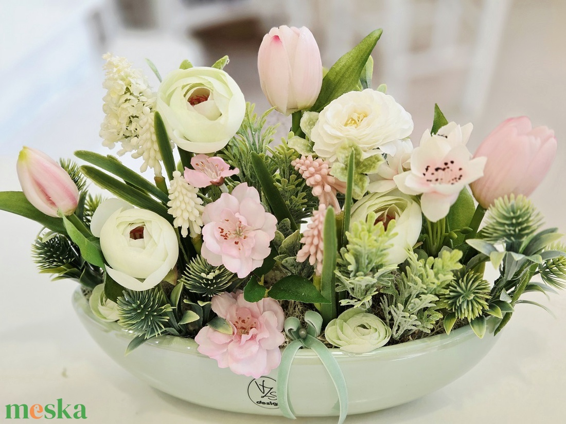 Vzs desing menta csónakos tavaszi asztaldísz  - otthon & életmód - dekoráció - asztal és polc dekoráció - asztaldísz - Meska.hu