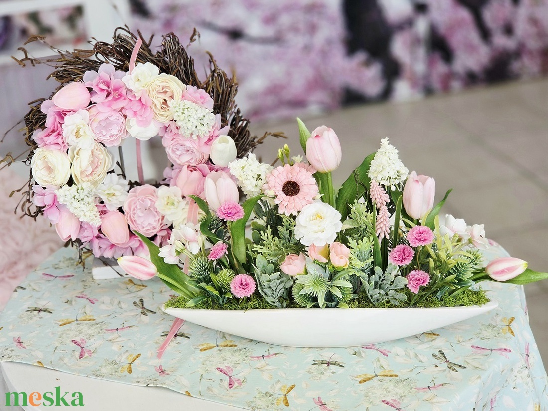 Vzs desing menta csónakos tavaszi asztaldísz  - otthon & életmód - dekoráció - asztal és polc dekoráció - asztaldísz - Meska.hu