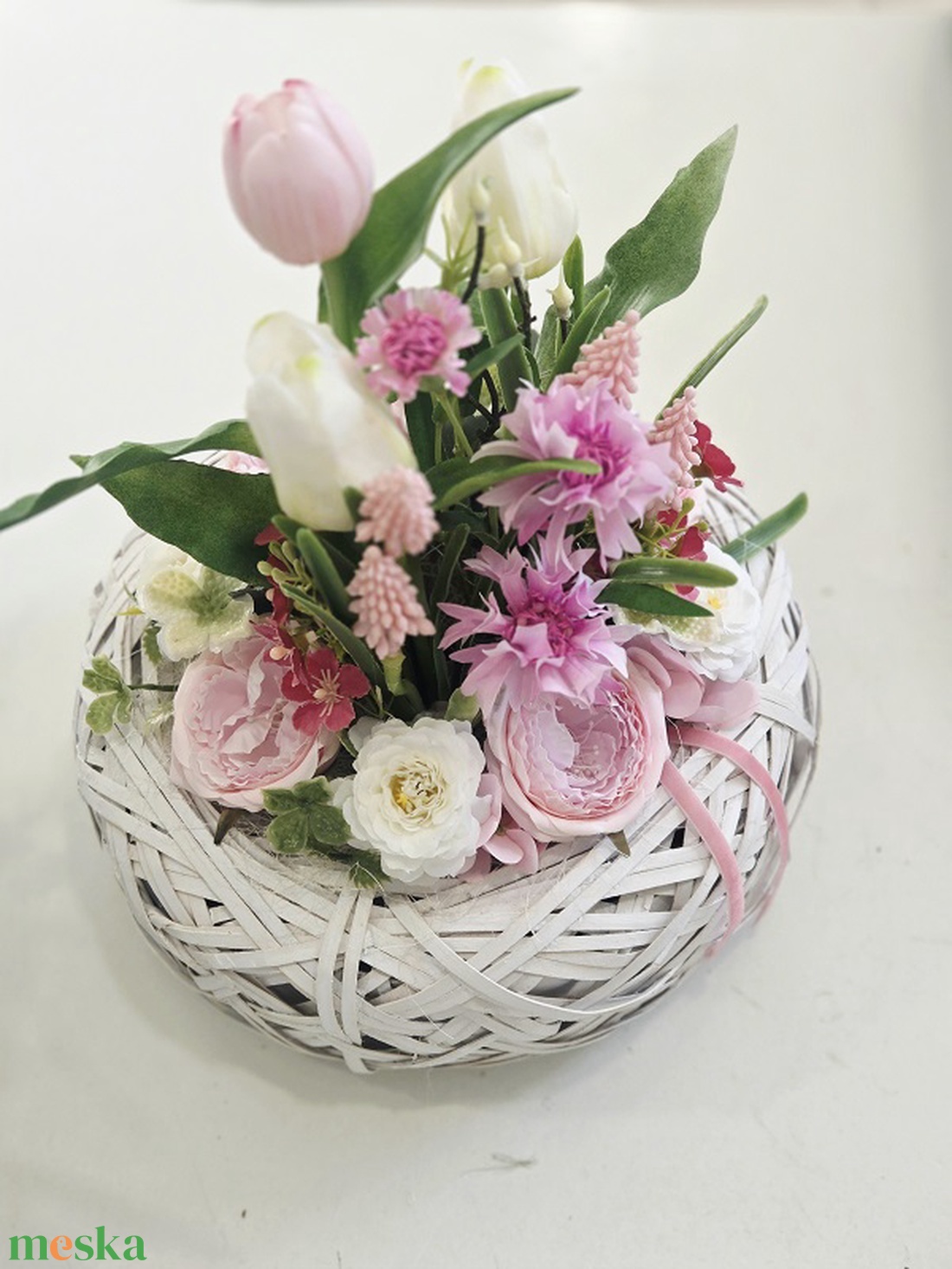 Fészek kosár tavaszi asztaldísz  - otthon & életmód - dekoráció - asztal és polc dekoráció - asztaldísz - Meska.hu