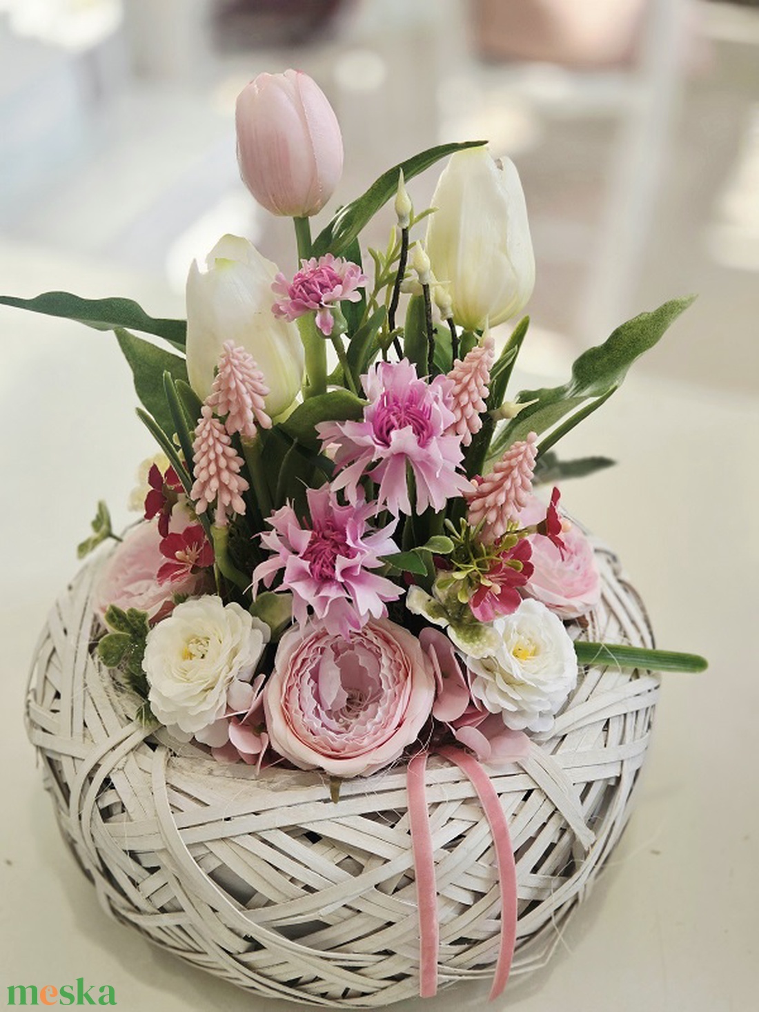 Fészek kosár tavaszi asztaldísz  - otthon & életmód - dekoráció - asztal és polc dekoráció - asztaldísz - Meska.hu