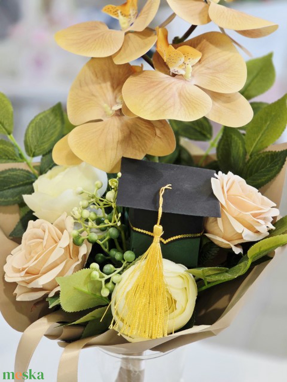 Barna orchideás ballagási csokor - otthon & életmód - virágdekoráció - virágok - virágcsokor - Meska.hu