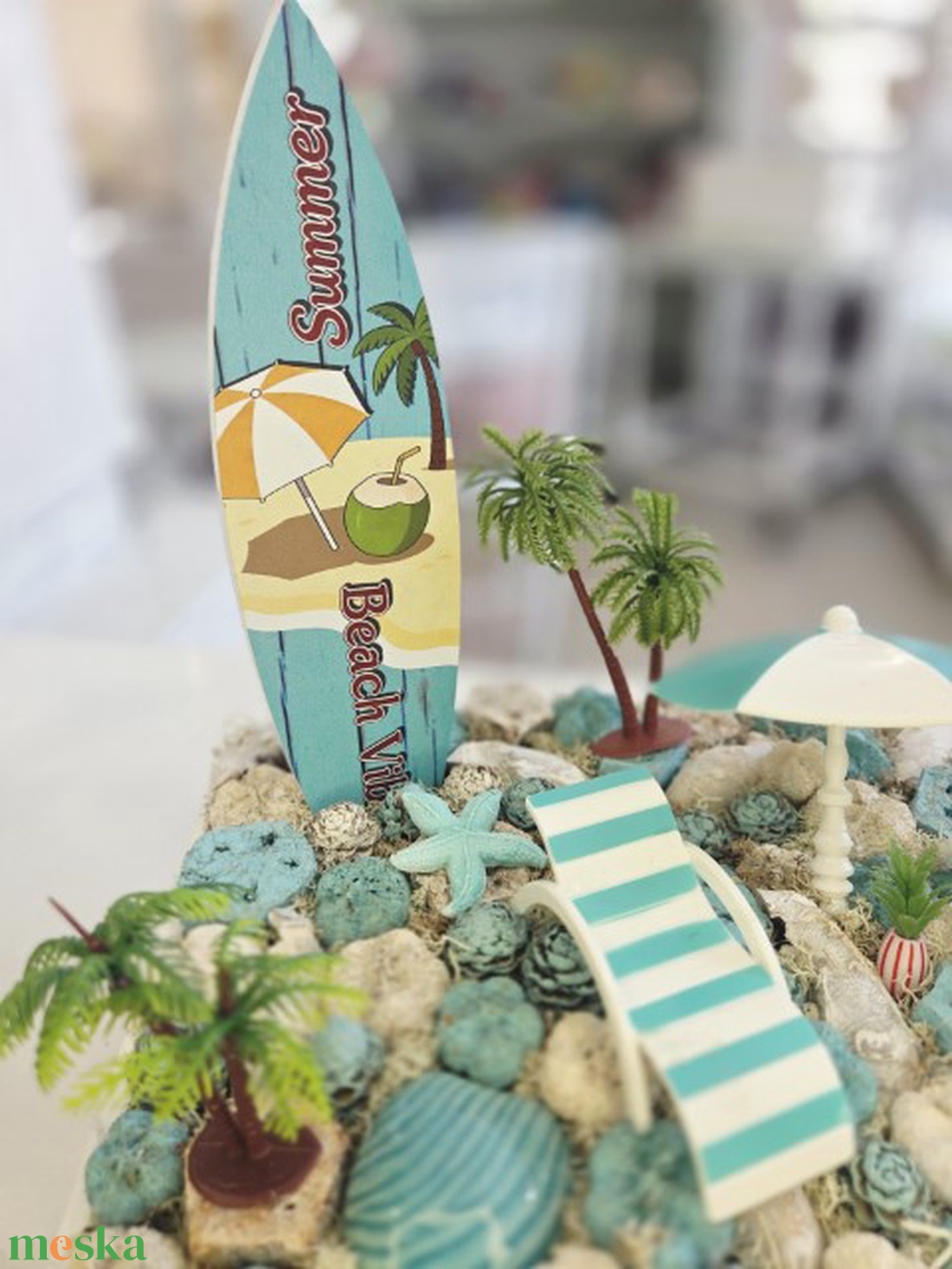 Türkiz tengerparti chill nyári asztaldísz  - otthon & életmód - dekoráció - asztal és polc dekoráció - asztaldísz - Meska.hu