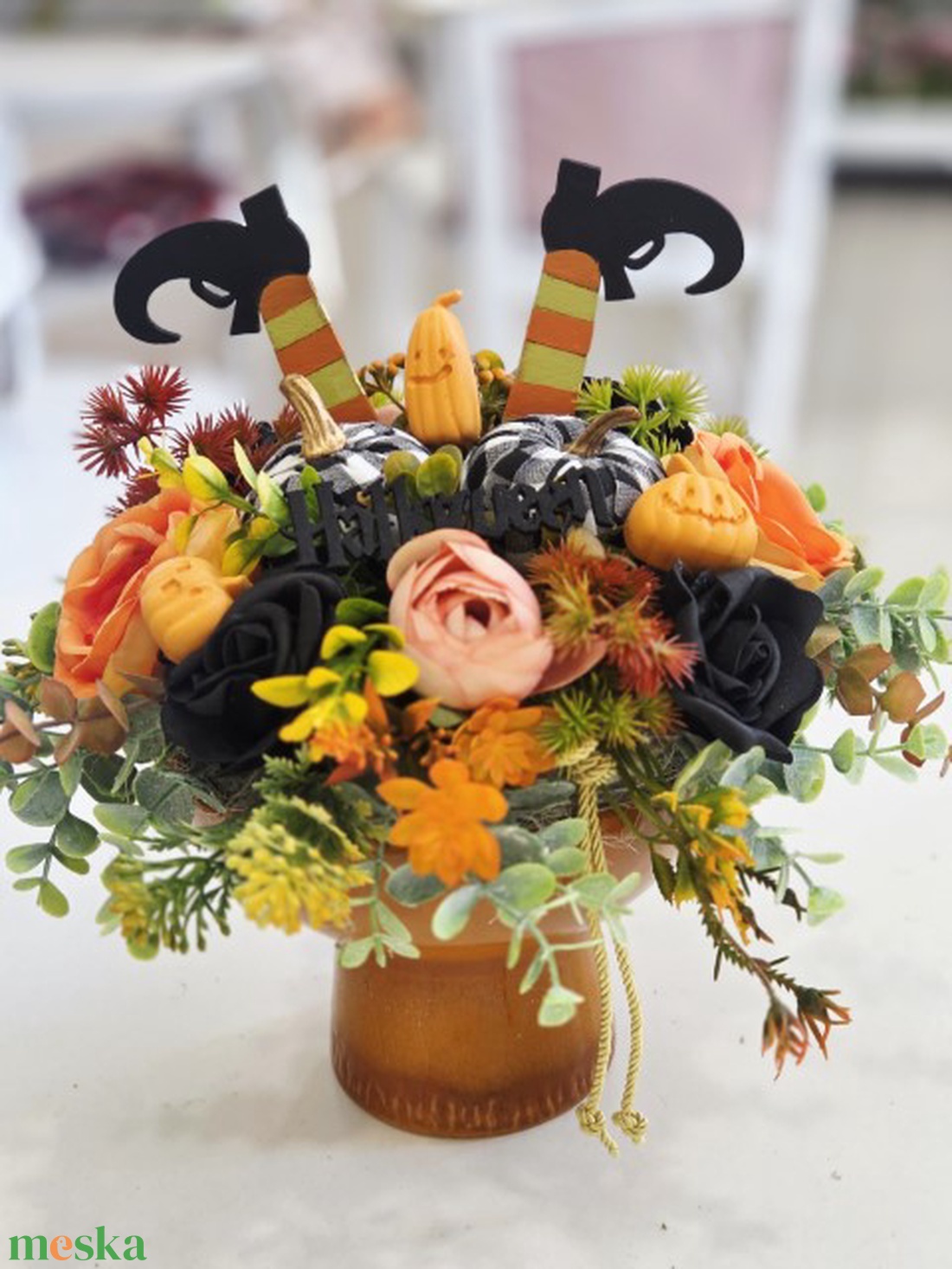 Bosziláb kehelyben halloweeni asztaldísz  - otthon & életmód - dekoráció - halloween - halloweeni asztaldísz - Meska.hu