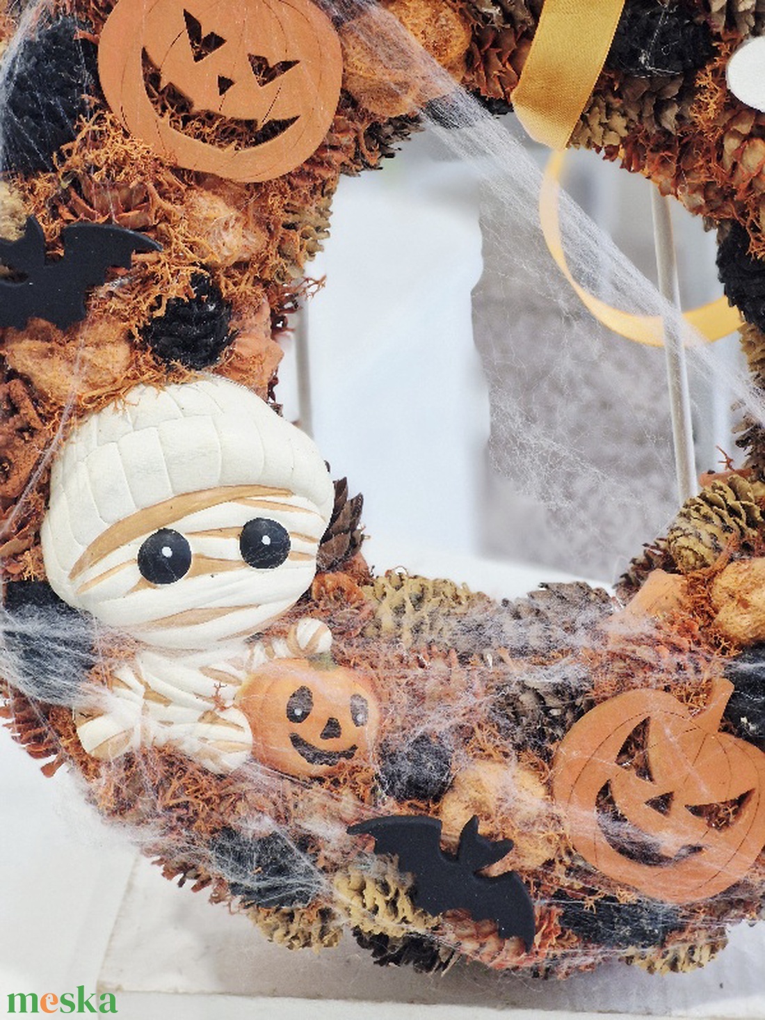 Múmia világítós halloweeni ajtódísz  - otthon & életmód - dekoráció - halloween - halloweeni ajtódíszek és ablakdíszek - Meska.hu