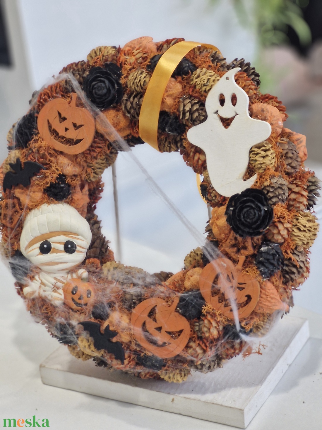 Múmia világítós halloweeni ajtódísz  - otthon & életmód - dekoráció - halloween - halloweeni ajtódíszek és ablakdíszek - Meska.hu