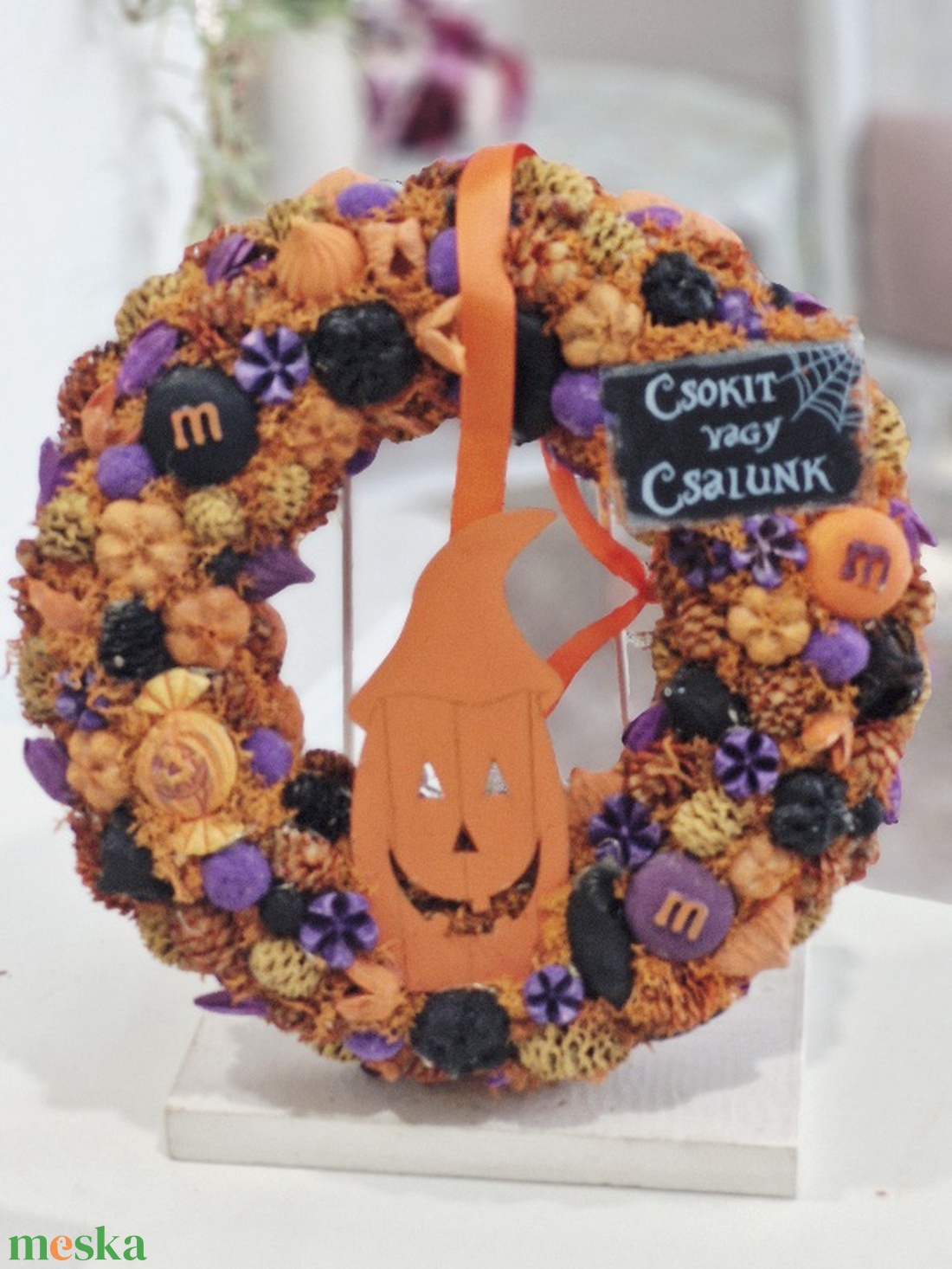 Tökfej csokit vagy csalunk halloweeni ajtódísz  - otthon & életmód - dekoráció - halloween - halloweeni ajtódíszek és ablakdíszek - Meska.hu