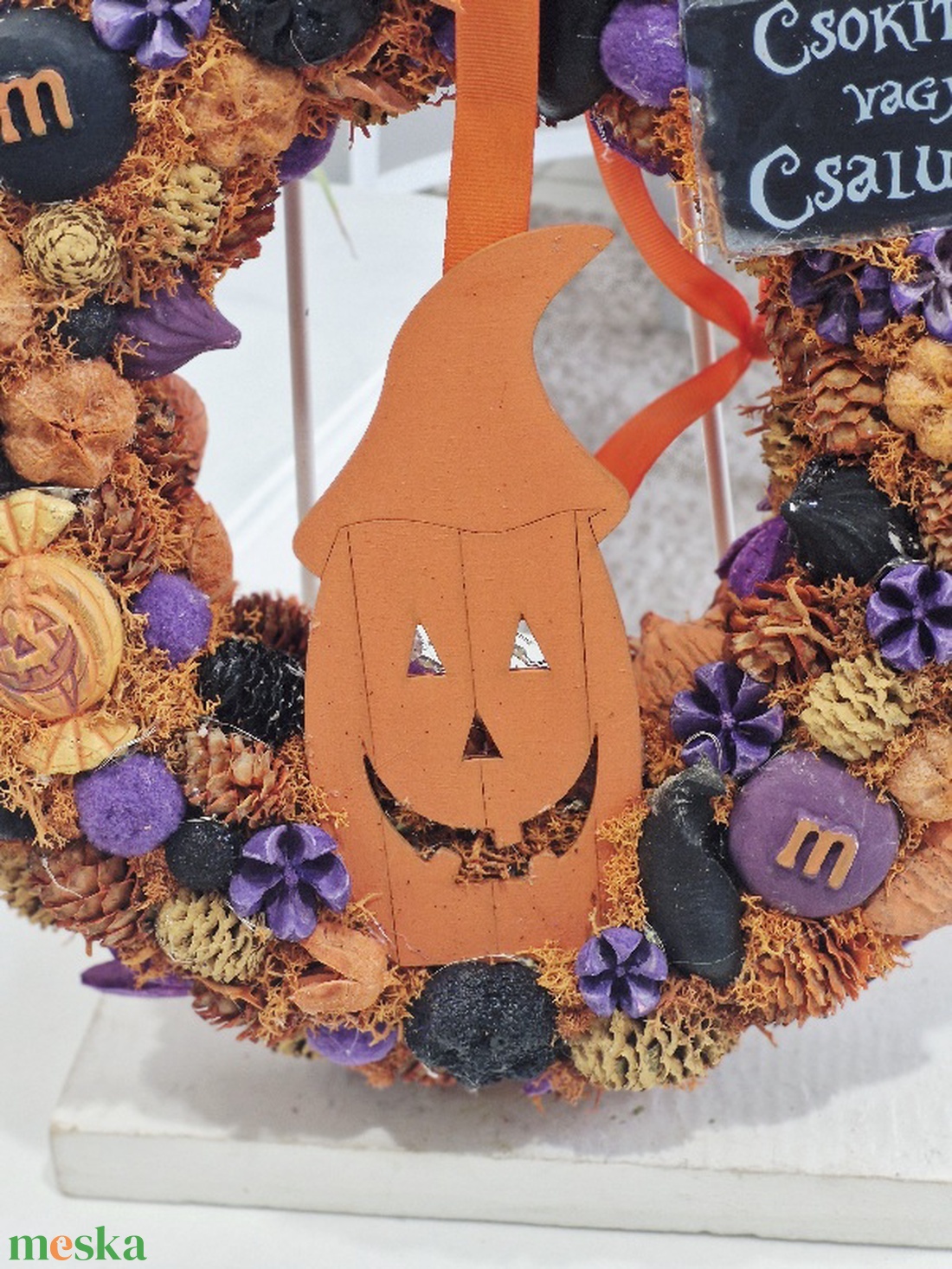 Tökfej csokit vagy csalunk halloweeni ajtódísz  - otthon & életmód - dekoráció - halloween - halloweeni ajtódíszek és ablakdíszek - Meska.hu