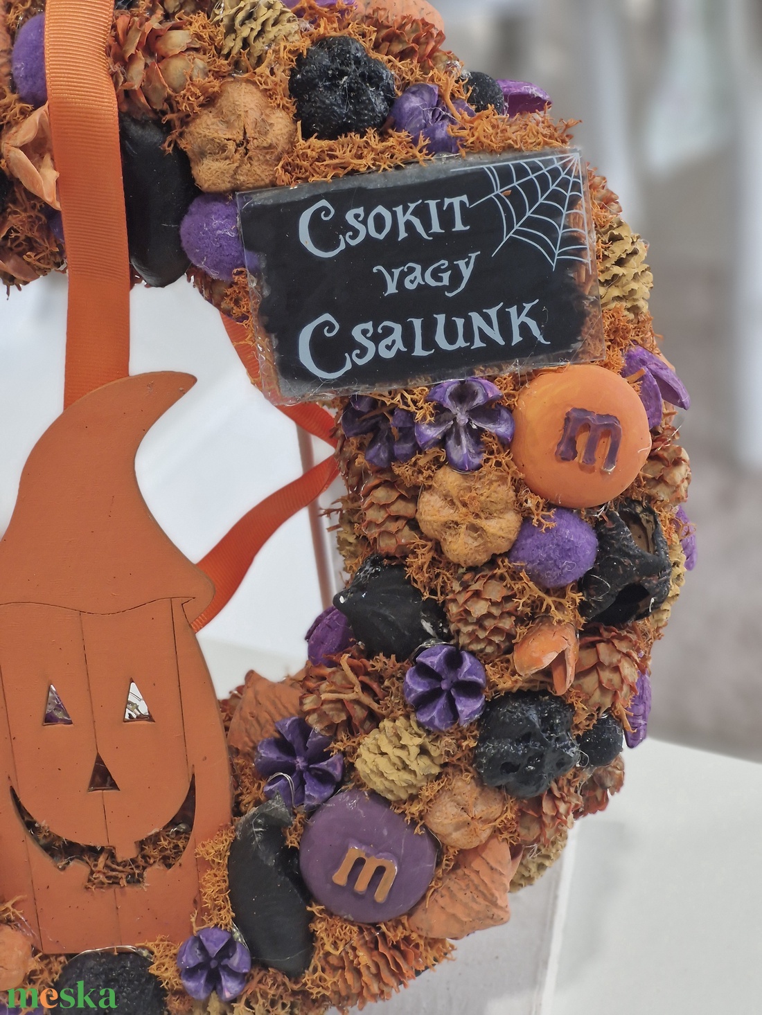 Tökfej csokit vagy csalunk halloweeni ajtódísz  - otthon & életmód - dekoráció - halloween - halloweeni ajtódíszek és ablakdíszek - Meska.hu