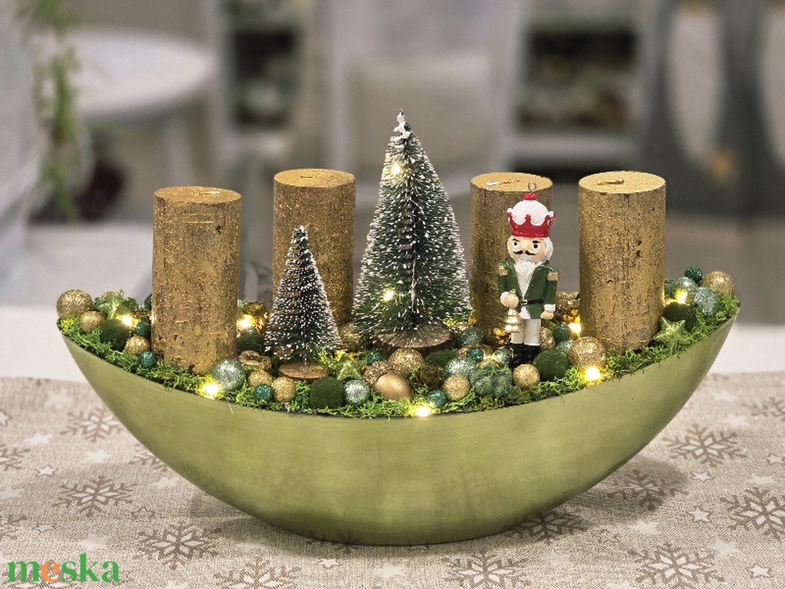 Zöld csónakos Diótörő adventi asztaldísz - karácsony - adventi díszek - adventi asztaldísz - Meska.hu