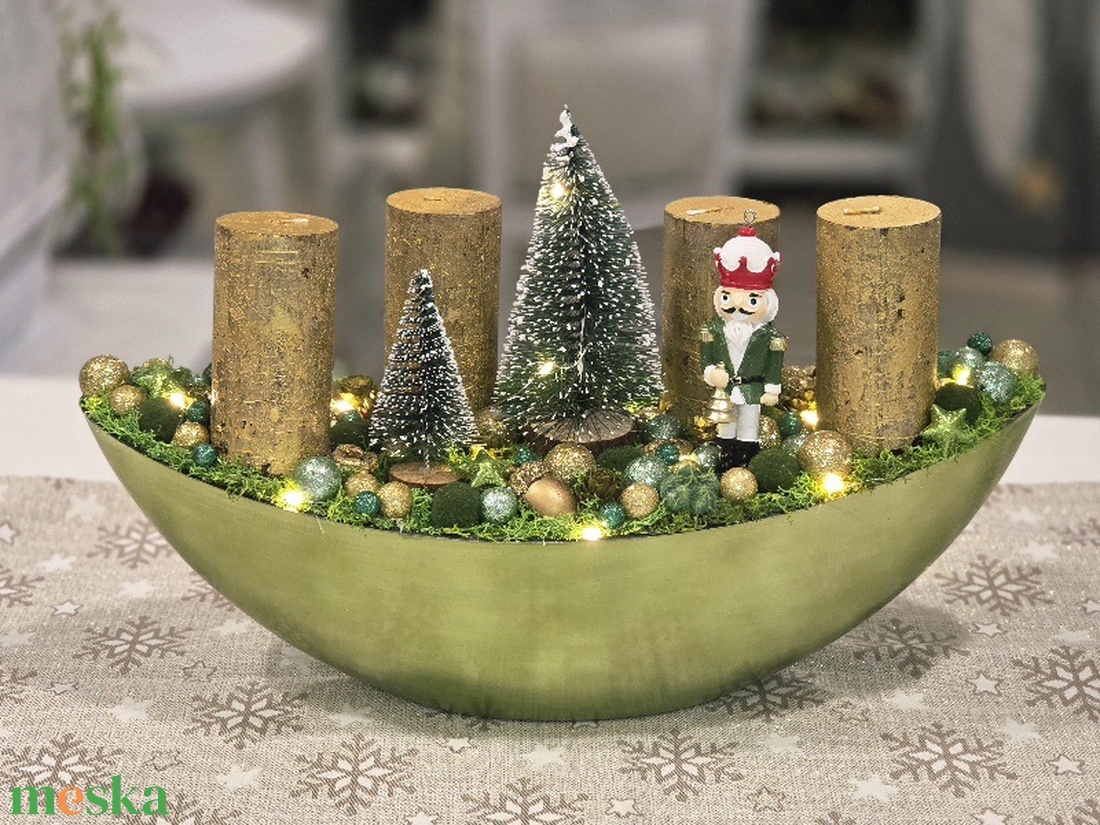 Zöld csónakos Diótörő adventi asztaldísz - karácsony - adventi díszek - adventi asztaldísz - Meska.hu