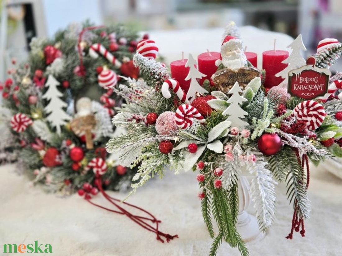 Mikulás az erdőben karácsonyi ajtódísz  - karácsony - karácsonyi lakásdekoráció - karácsonyi ajtódíszek - Meska.hu