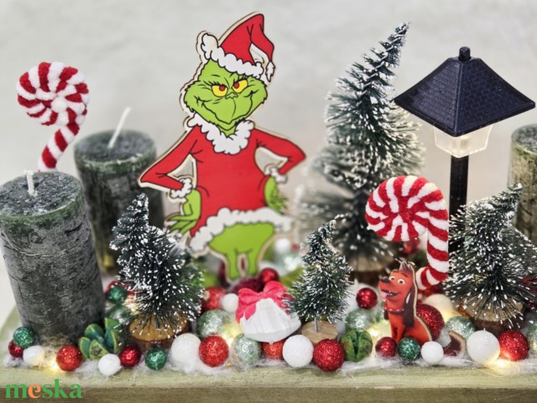 Grincs Talpas faláda adventi asztaldísz  - karácsony - adventi díszek - adventi koszorú - Meska.hu