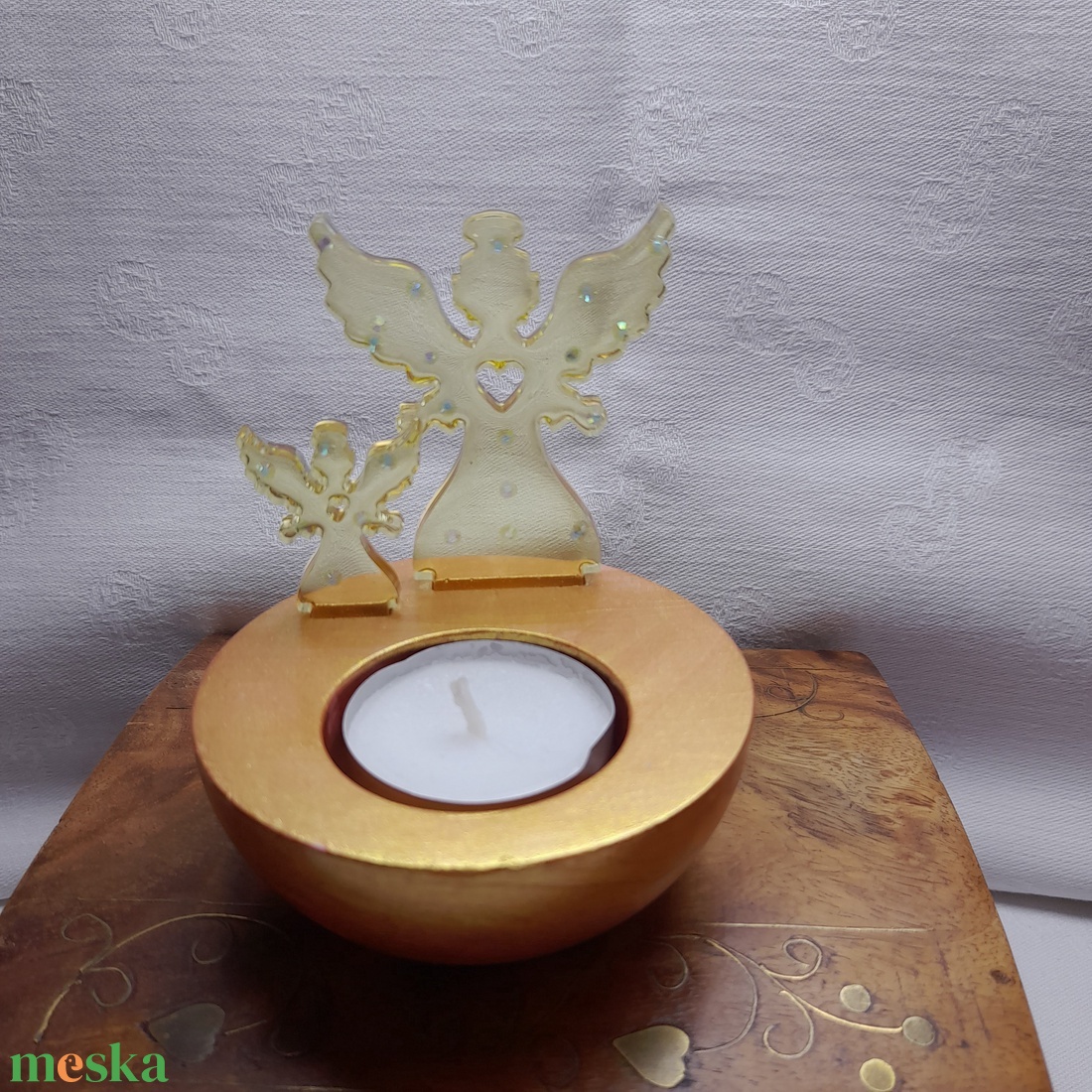 Angyal mécsestartó - karácsony - adventi díszek - adventi asztaldísz - Meska.hu