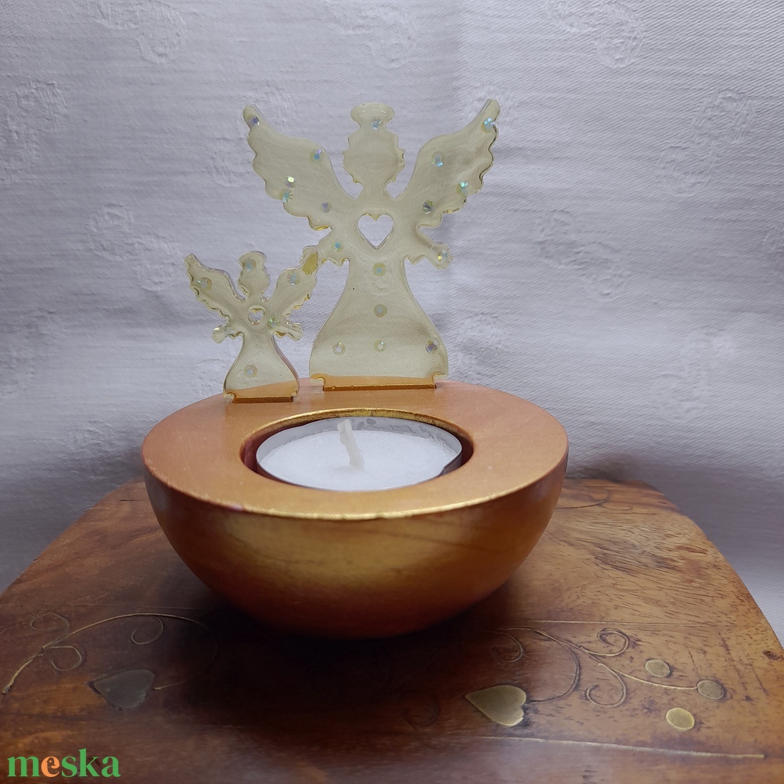 Angyal mécsestartó - karácsony - adventi díszek - adventi asztaldísz - Meska.hu