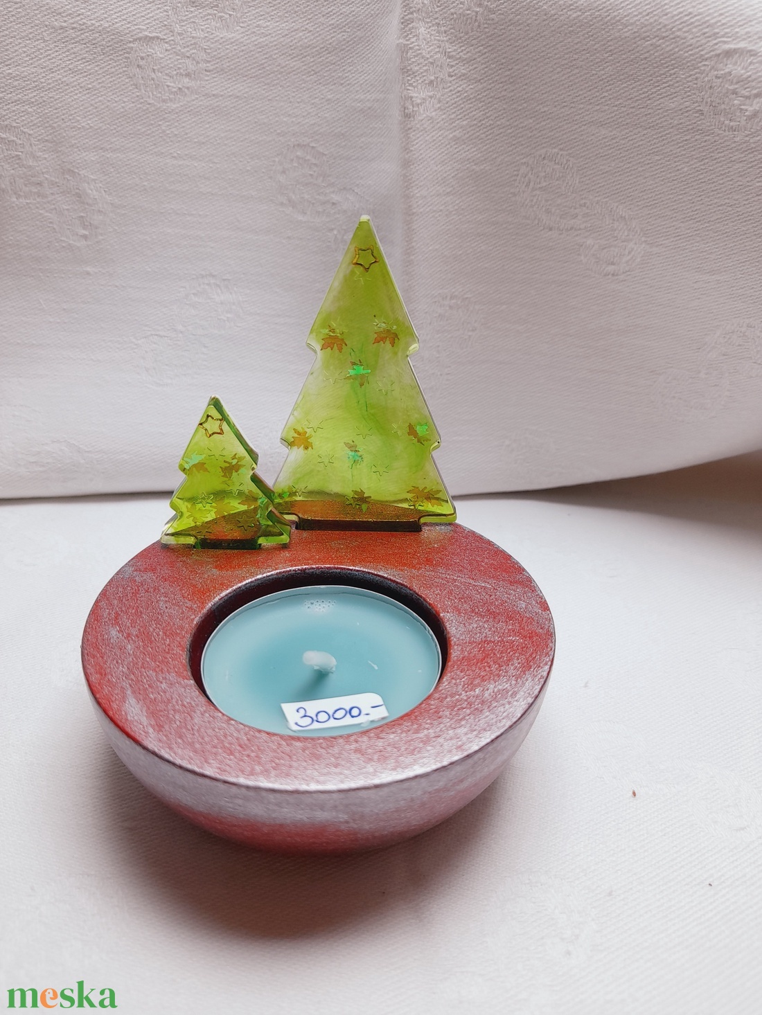 Karácsonyi mécsestartó - karácsony - karácsonyi lakásdekoráció - karácsonyfa szoknya, karácsonyfa alátét - Meska.hu