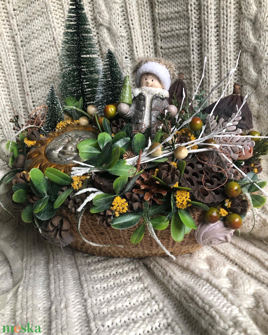 Karácsonyos asztaldekor fonott kosarkaban - karácsony - adventi díszek - adventi asztaldísz - Meska.hu Karácsonyos asztaldekor fonott kosarkaban - karácsony - adventi díszek - adventi asztaldísz - Meska.hu