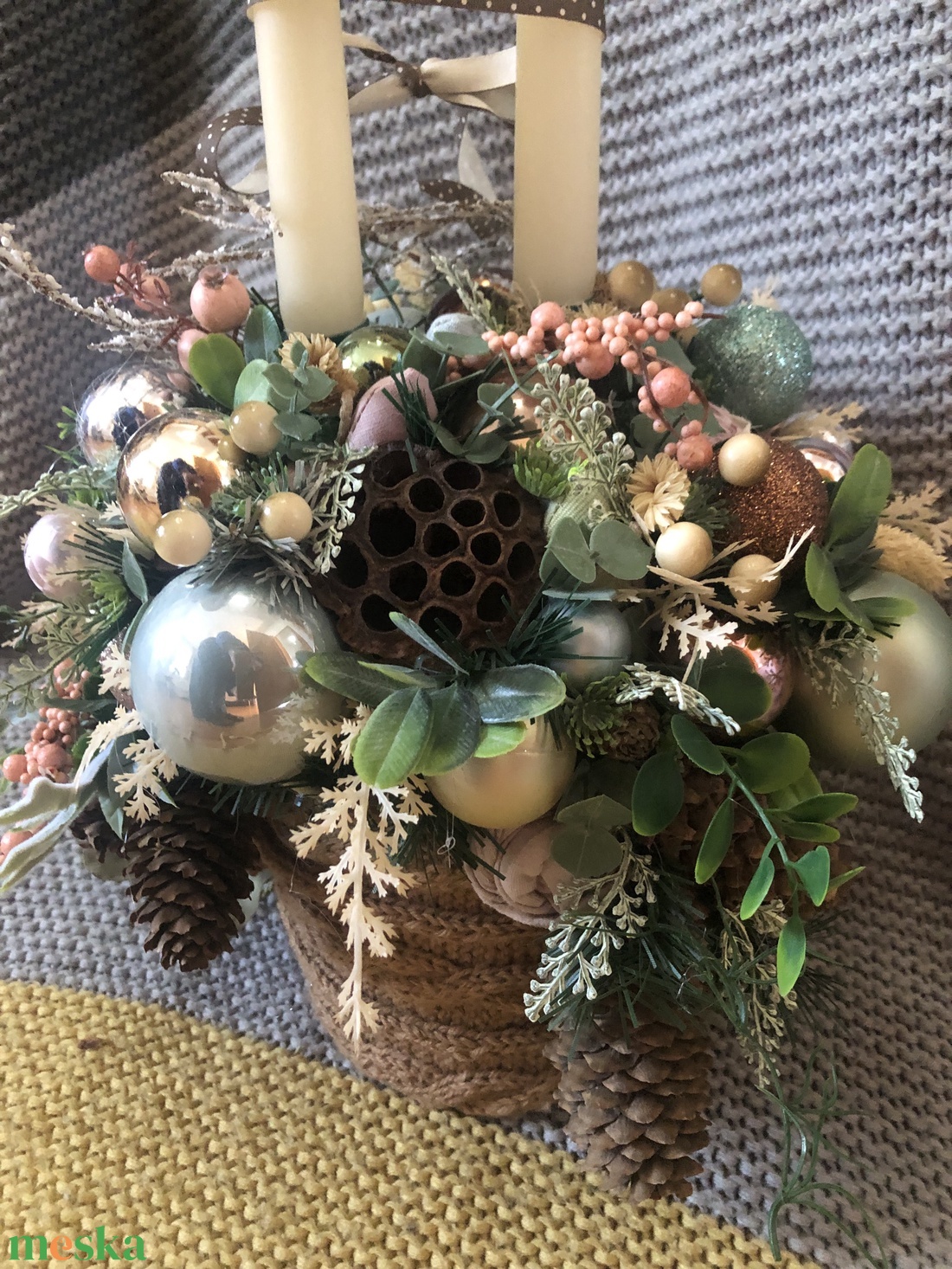 Karácsonyi asztaldísz ezüst kulccsal - karácsony - adventi díszek - adventi gyertyadíszek és koszorúdíszek - Meska.hu Karácsonyi asztaldísz ezüst kulccsal - karácsony - adventi díszek - adventi gyertyadíszek és koszorúdíszek - Meska.hu