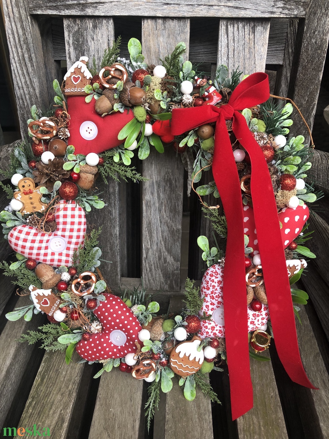 Karácsonyi ajtódísz vidéki hangulatban - karácsony - karácsonyi lakásdekoráció - karácsonyi ajtódíszek - Meska.hu