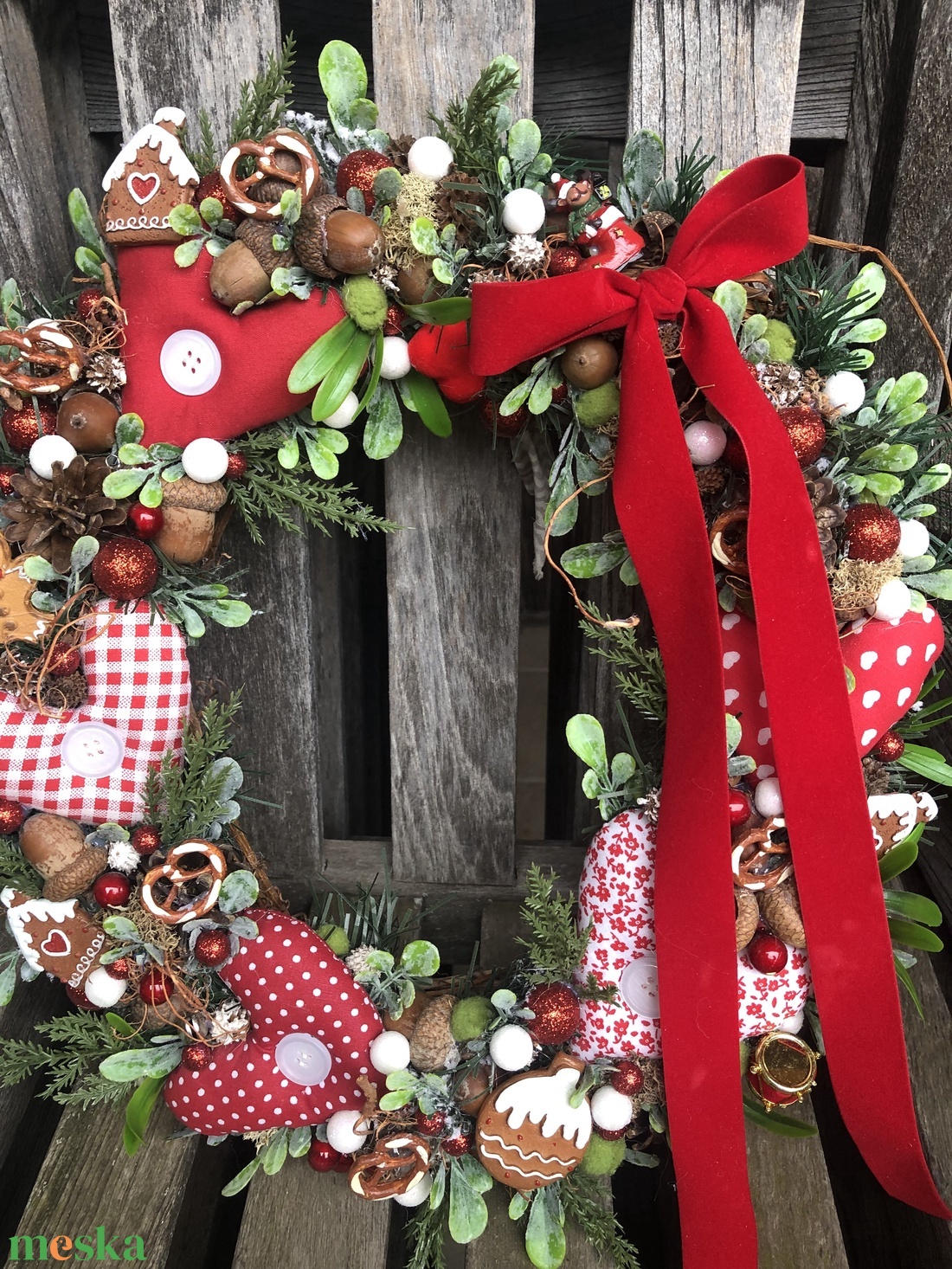 Karácsonyi ajtódísz vidéki hangulatban - karácsony - karácsonyi lakásdekoráció - karácsonyi ajtódíszek - Meska.hu