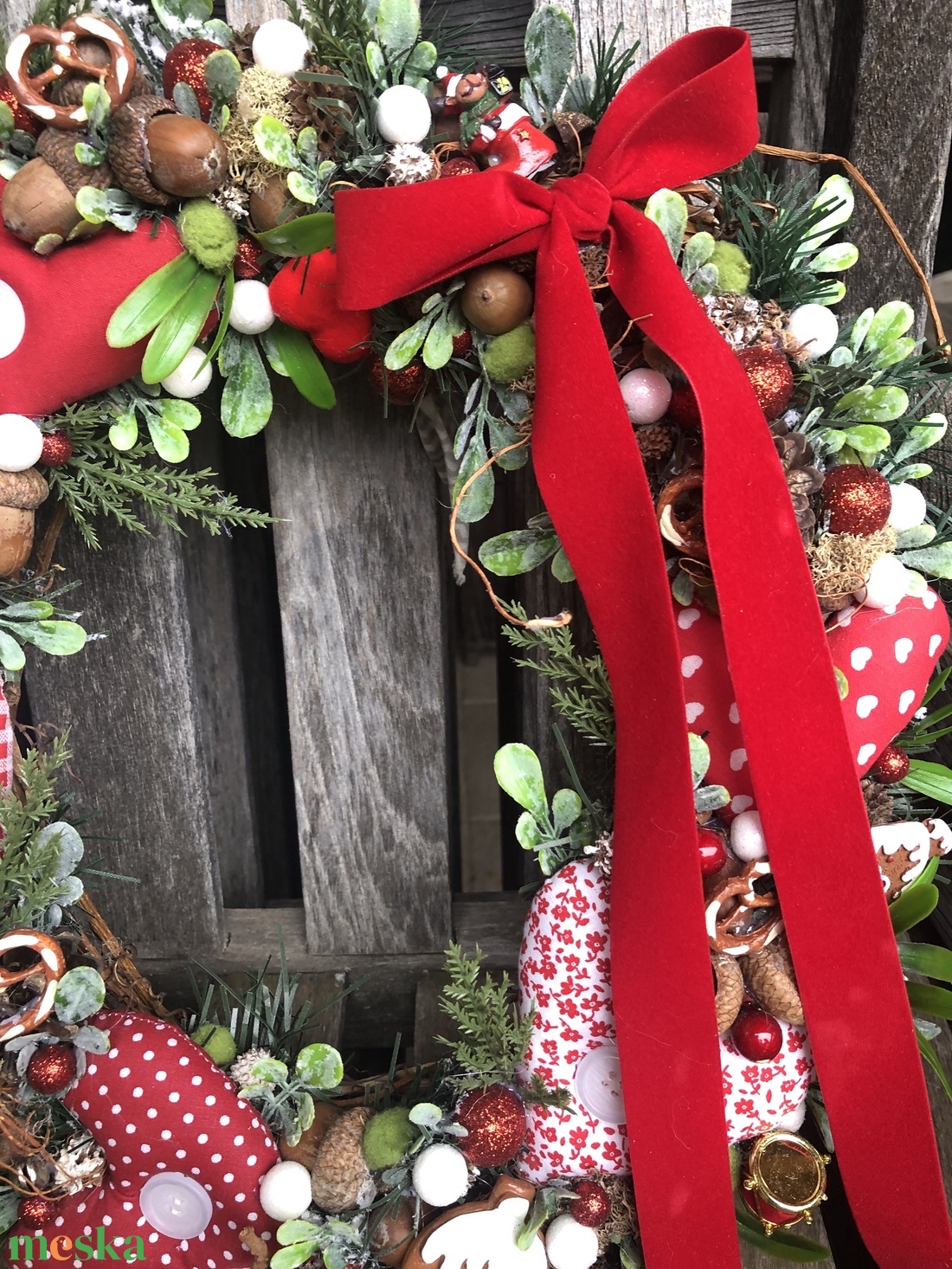 Karácsonyi ajtódísz vidéki hangulatban - karácsony - karácsonyi lakásdekoráció - karácsonyi ajtódíszek - Meska.hu