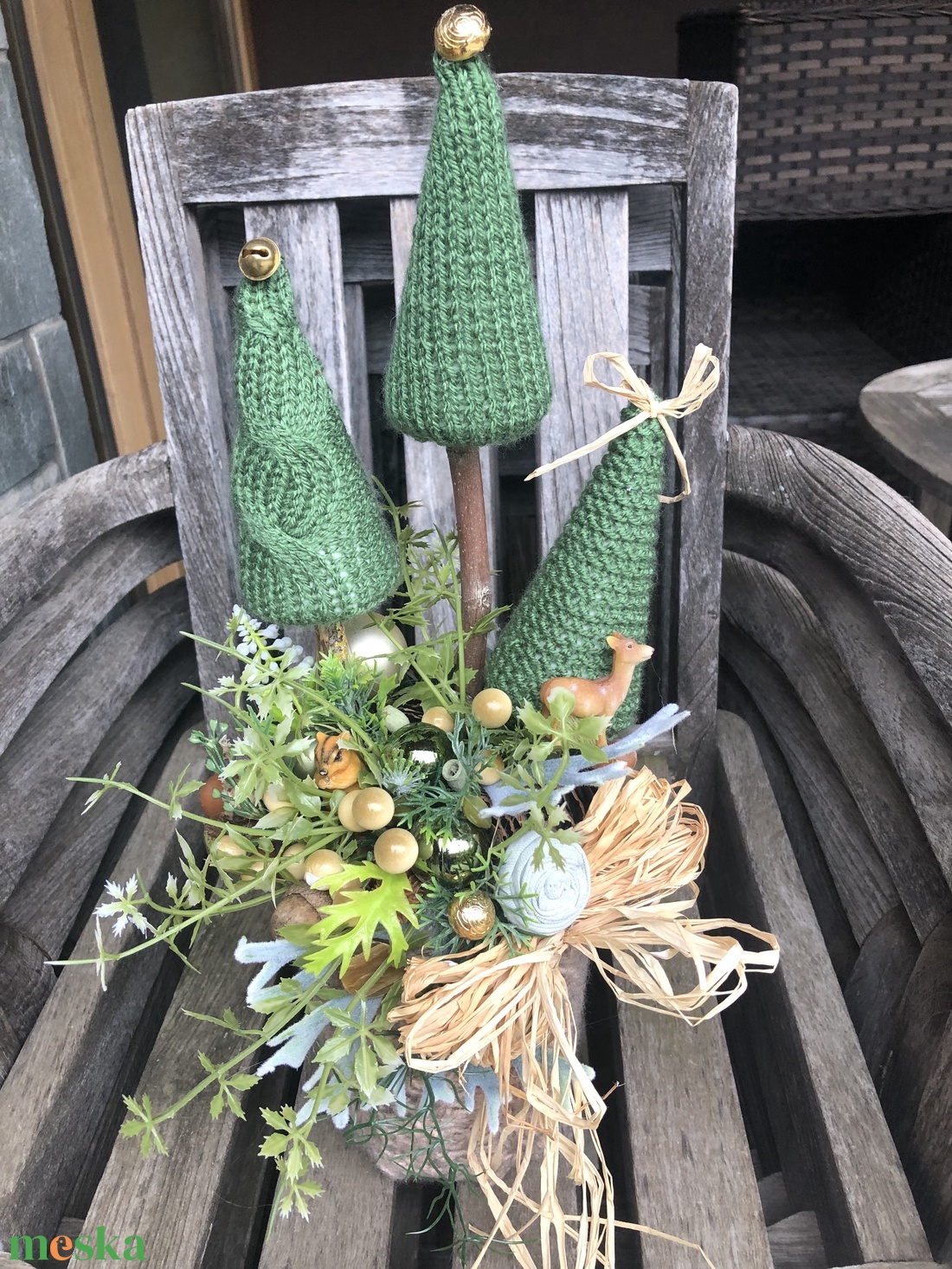 Karácsonyi asztaldísz kötöttben - karácsony - karácsonyi lakásdekoráció - ünnepi asztaldekoráció - Meska.hu