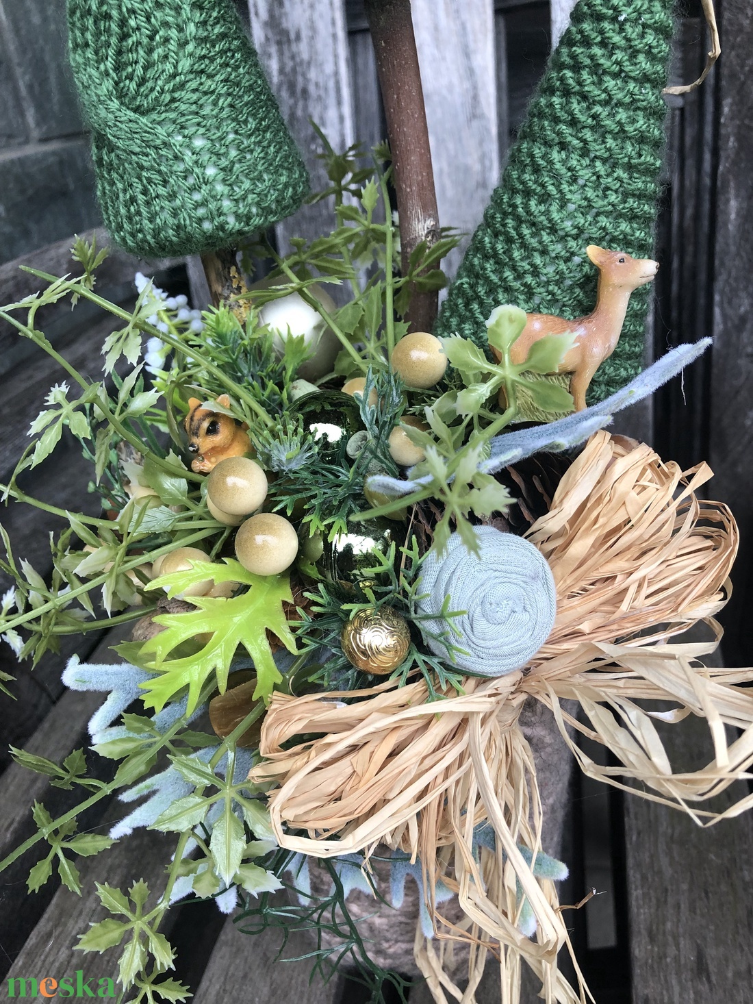 Karácsonyi asztaldísz kötöttben - karácsony - karácsonyi lakásdekoráció - ünnepi asztaldekoráció - Meska.hu