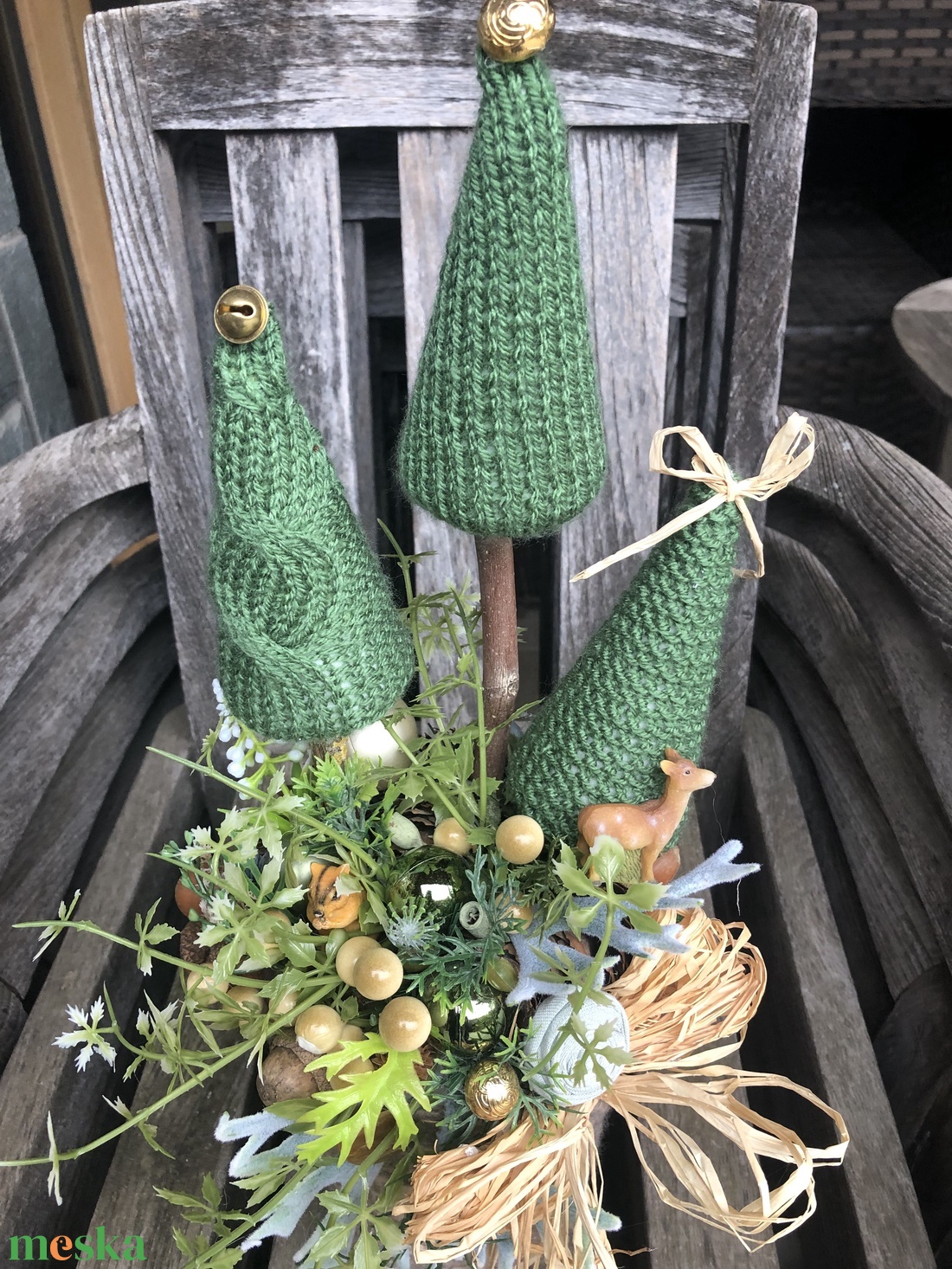 Karácsonyi asztaldísz kötöttben - karácsony - karácsonyi lakásdekoráció - ünnepi asztaldekoráció - Meska.hu