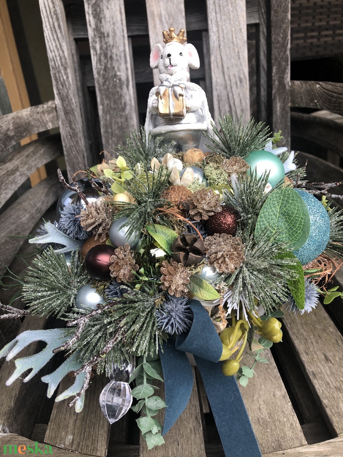 Karácsonyi asztaldísz egérkirállyal - karácsony - karácsonyi lakásdekoráció - ünnepi asztaldekoráció - Meska.hu