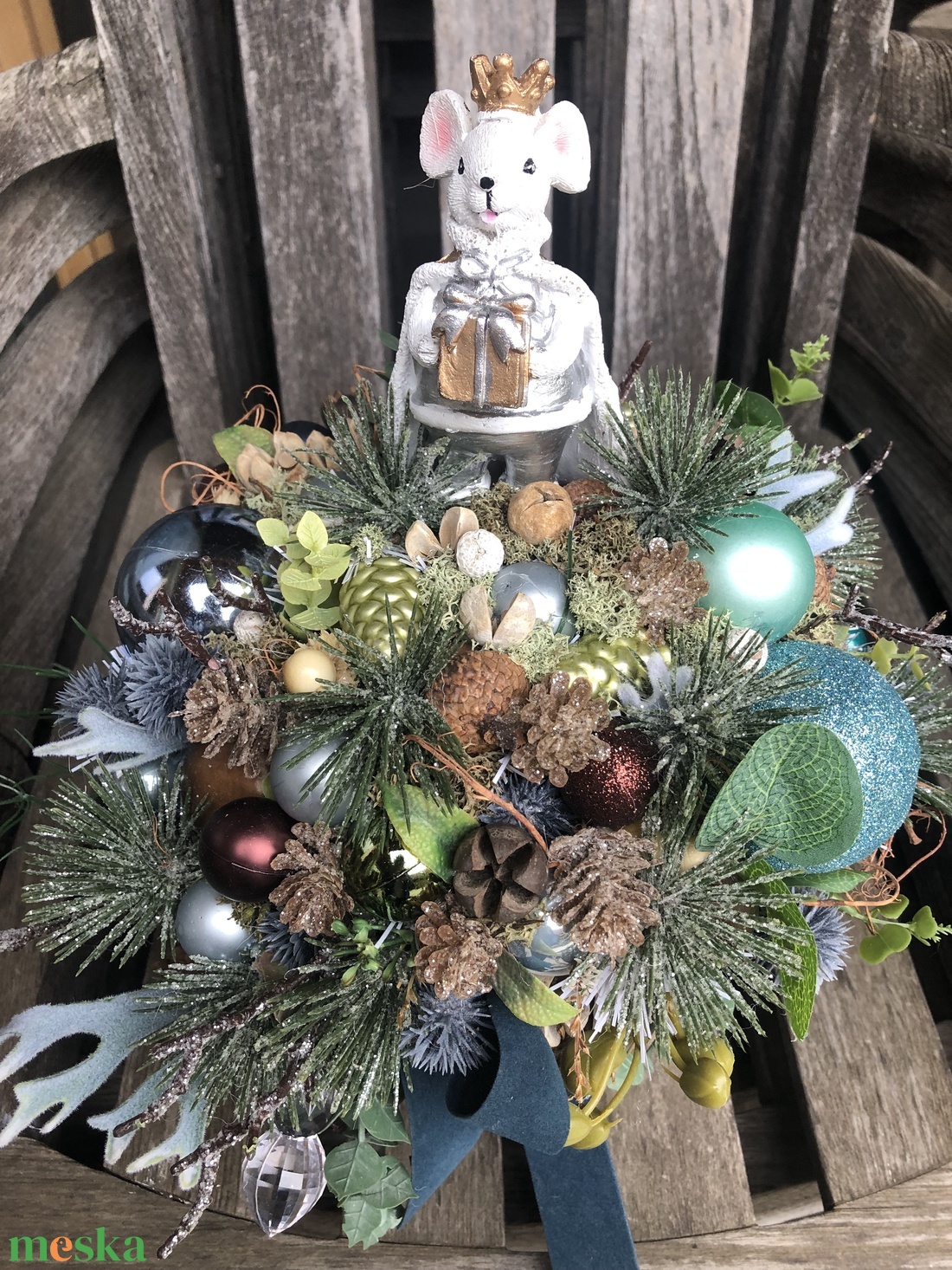 Karácsonyi asztaldísz egérkirállyal - karácsony - karácsonyi lakásdekoráció - ünnepi asztaldekoráció - Meska.hu