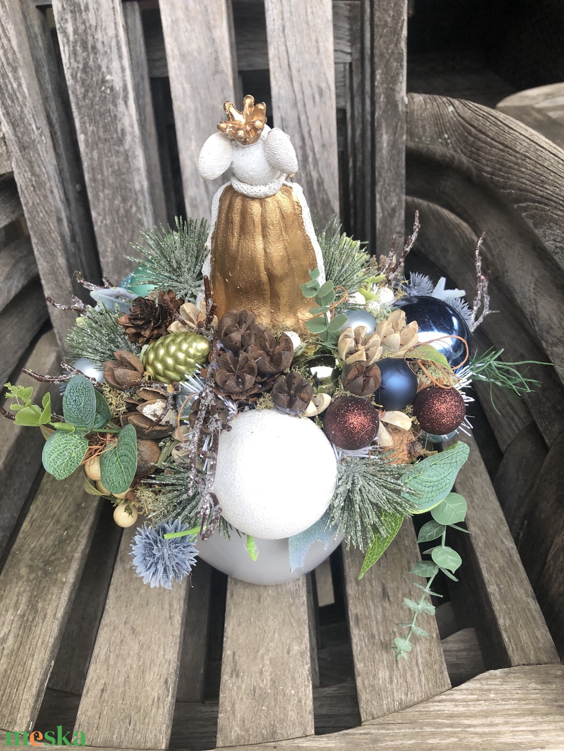 Karácsonyi asztaldísz egérkirállyal - karácsony - karácsonyi lakásdekoráció - ünnepi asztaldekoráció - Meska.hu