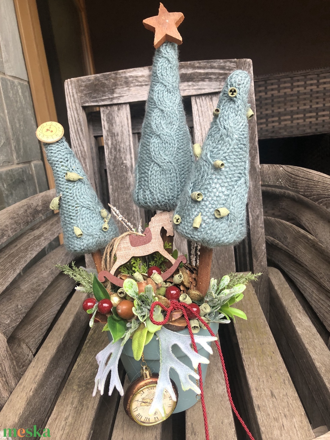 Karácsonyi asztaldísz fenyőfákkal - karácsony - karácsonyi lakásdekoráció - ünnepi asztaldekoráció - Meska.hu