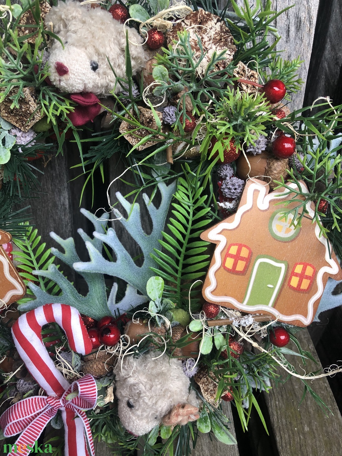 Karácsonyi ajtódísz macikkal, mézikkel - karácsony - karácsonyi lakásdekoráció - karácsonyi ajtódíszek - Meska.hu