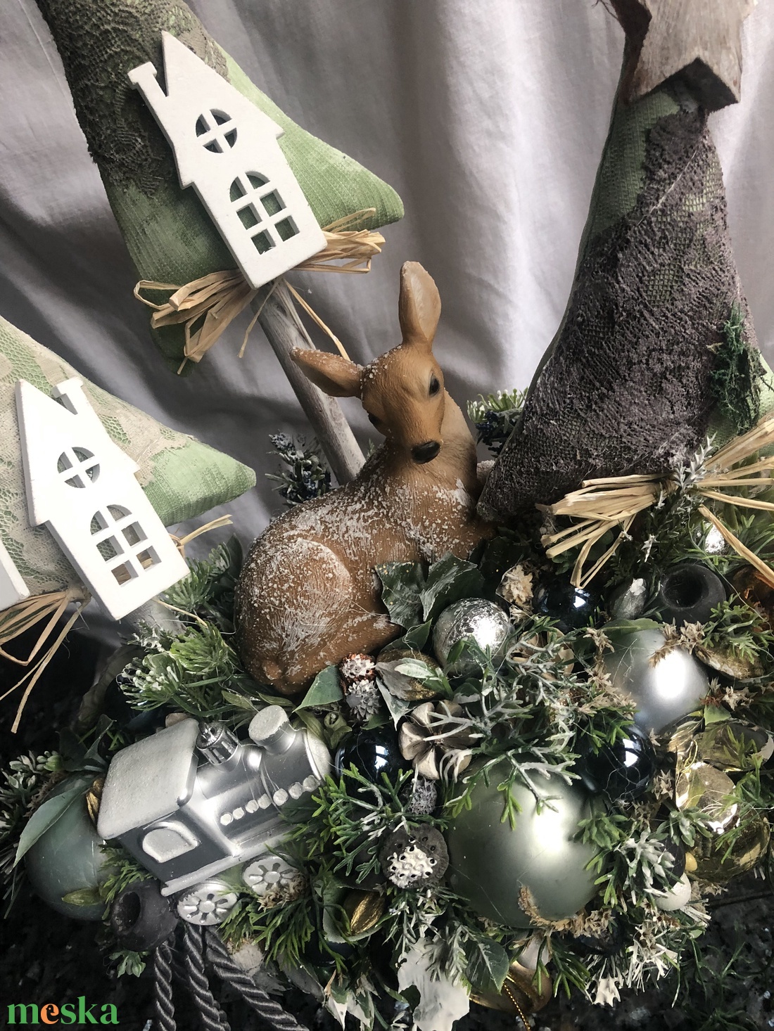 Karácsonyi asztaldísz ovális tálban - karácsony - karácsonyi lakásdekoráció - ünnepi asztaldekoráció - Meska.hu