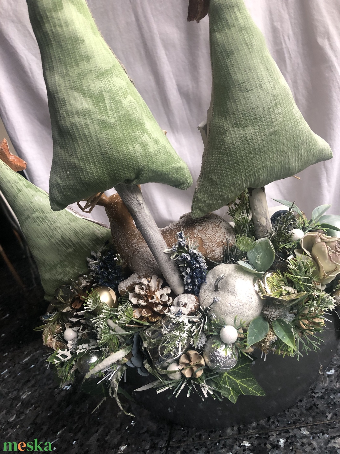 Karácsonyi asztaldísz ovális tálban - karácsony - karácsonyi lakásdekoráció - ünnepi asztaldekoráció - Meska.hu