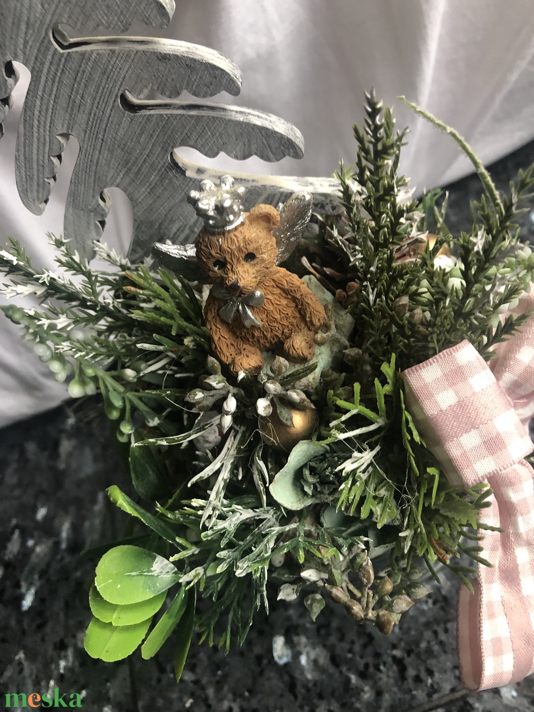 Karácsonyi asztaldísz kis fém vödörben maci királyfi - karácsony - karácsonyi lakásdekoráció - ünnepi asztaldekoráció - Meska.hu