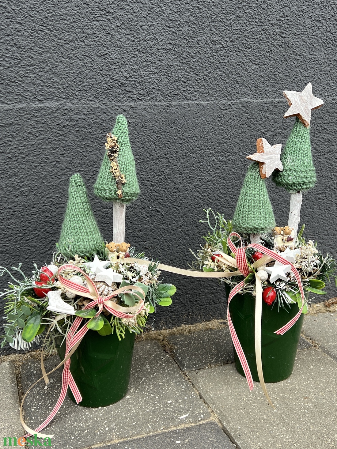 Karácsonyi asztaldíszek zöldben - karácsony - karácsonyi lakásdekoráció - ünnepi asztaldekoráció - Meska.hu